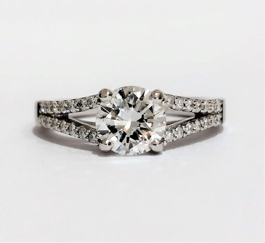 Bague 51 Solitaire accompagné or blanc diamant 0,98ct 58 Facettes 1-154/7