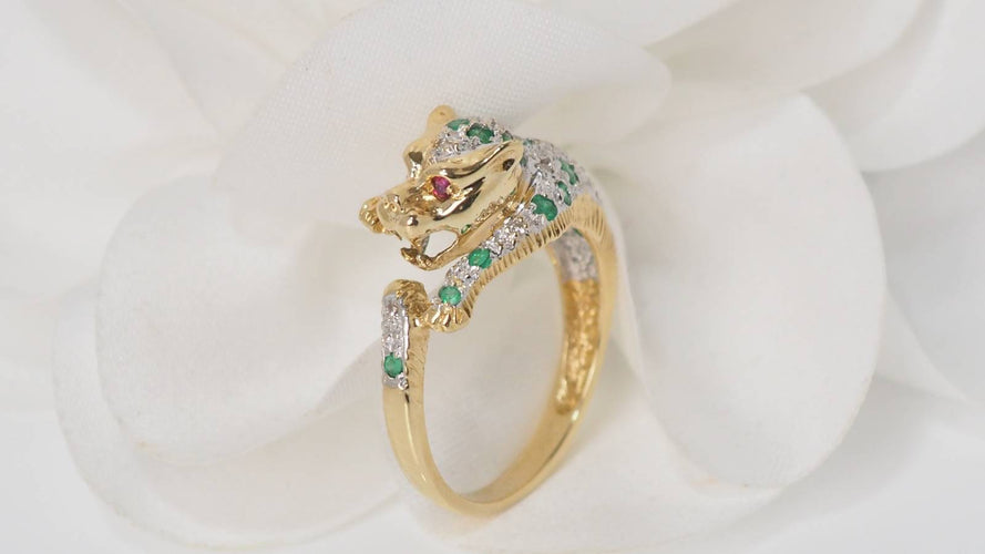 Bague 53.5 Bague Panthère émeraudes et diamants 58 Facettes 31862