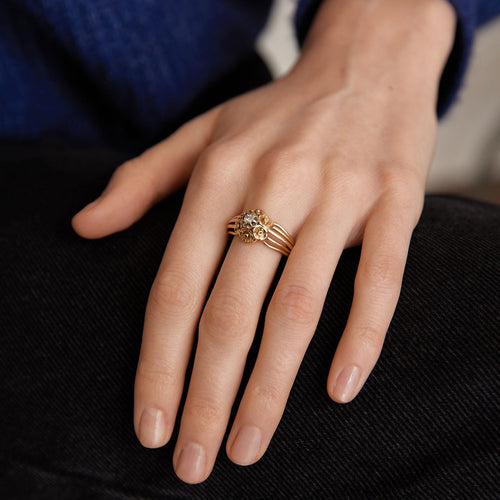 Bague 60 Bague motifs floraux et Diamant 58 Facettes JB21