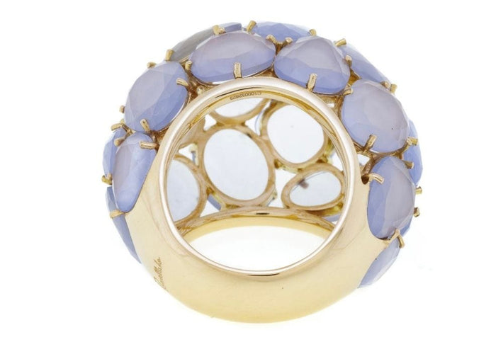 Bague 54 POMELLATO. Collection Capri, bague or rose 18K et calcédoines 58 Facettes