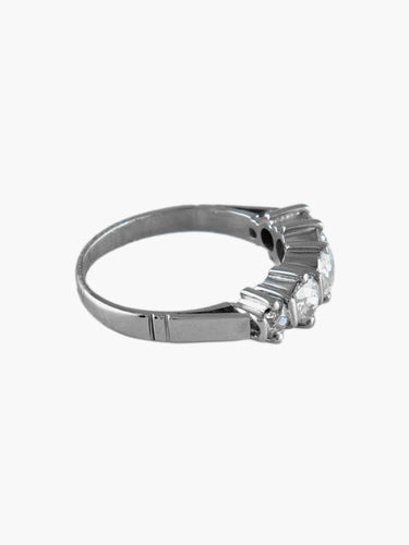Bague Demi-alliance Or blanc Diamants 58 Facettes