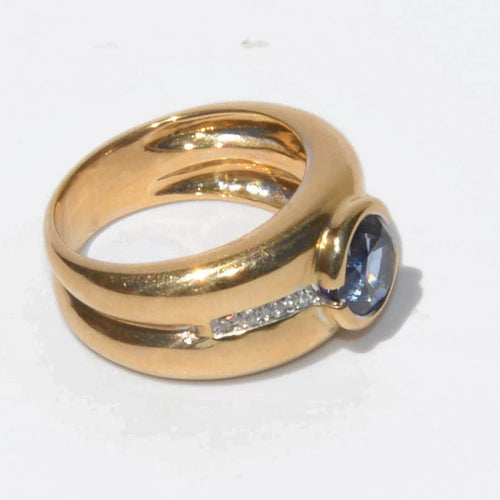 Bague Bague jonc or jaune saphir et diamant 58 Facettes 0