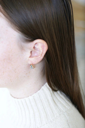 Boucles d'oreilles Dormeuses or rose, perles, turquoises et diamants 58 Facettes