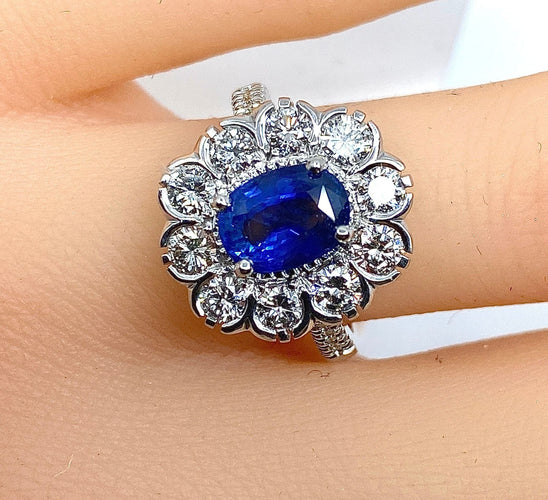 Bague 52 Bague marguerite saphir et diamants 58 Facettes AB160