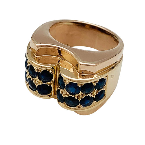 Bague 48 Bague Tank or rose, saphirs. 58 Facettes 31020