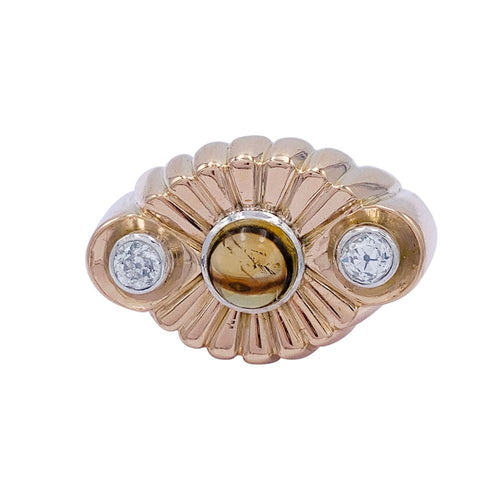 Bague 56 Bague vintage or rose, citrine et diamants. 58 Facettes 32368