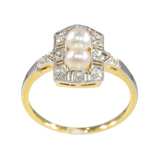 Bague 52 Bague de fiançailles diamant perle Art Déco 58 Facettes 23271-0580