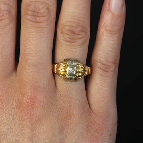 Bague 65 Bague 2 ors diamant motifs géométriques 58 Facettes CV6