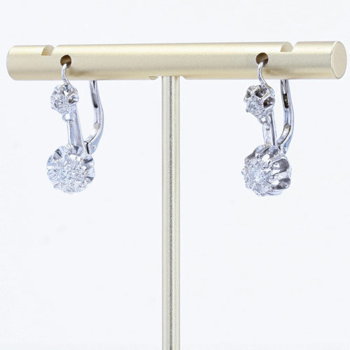 Boucles d'oreilles Boucles d'oreilles or blanc diamants en dormeuses 58 Facettes 22-161A
