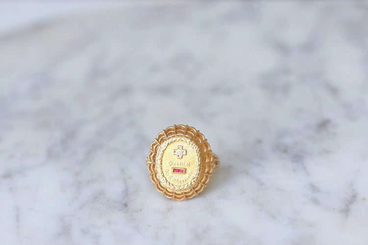 Bague Bague d'amour Vintage A.AUGIS or et diamants 58 Facettes