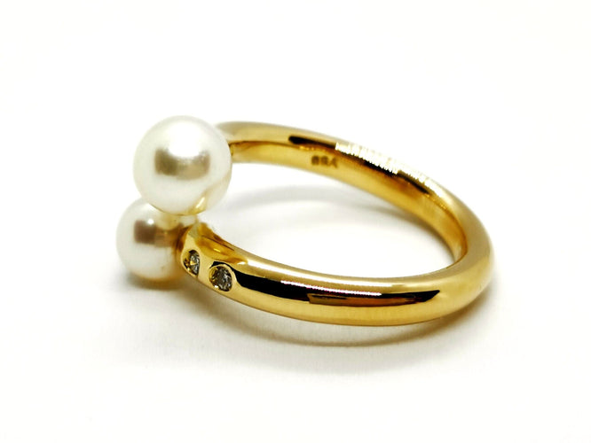 Bague 58 Bague Toi et Moi Or jaune Perle 58 Facettes 1161957CD