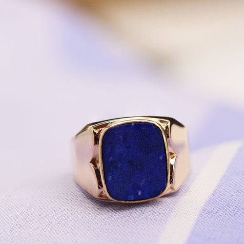 Bague 67 Chevalière lapis lazuli en or jaune 58 Facettes 23-230