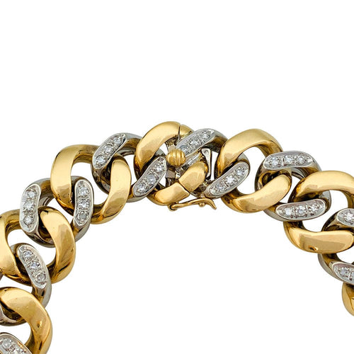Bracelet Bracelet gourmette Fred or jaune et blanc, diamants. 58 Facettes 31634