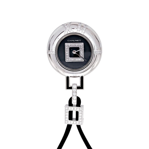 Montre Montre pendentif Chaumet, "Anneau", or blanc, diamants. 58 Facettes 32573