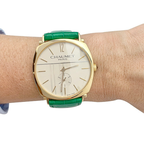 Montre Montre Chaumet, "Dandy" en or jaune sur cuir. 58 Facettes 32006
