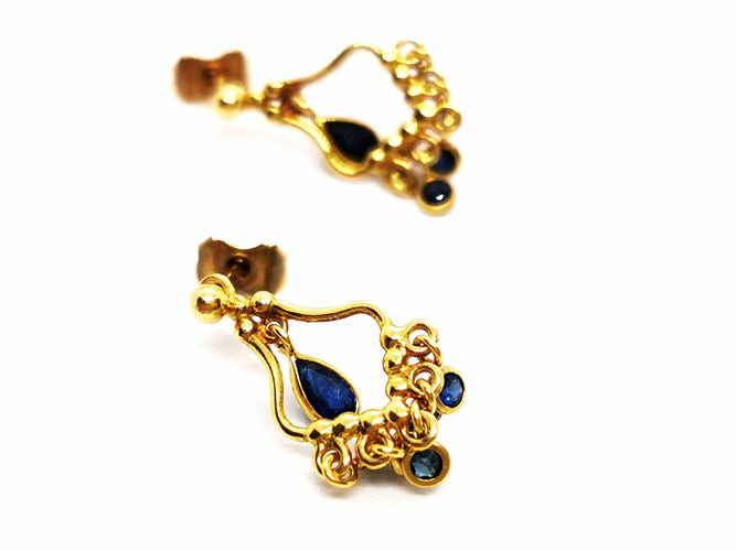 Boucles d'oreilles Boucles d'oreilles Pendantes Or jaune Saphir 58 Facettes 1292373CN