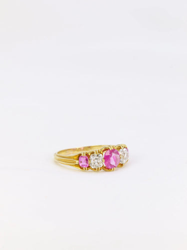 Bague Bague jarretière Saphirs roses Diamants taille ancienne 58 Facettes 842