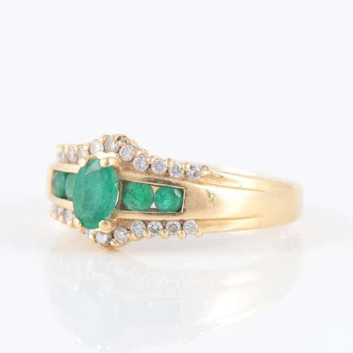 Bague Bague Émeraude Diamants Or jaune 58 Facettes
