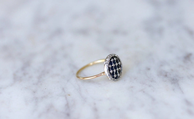 Bague Bague damier, émail, et diamants 58 Facettes