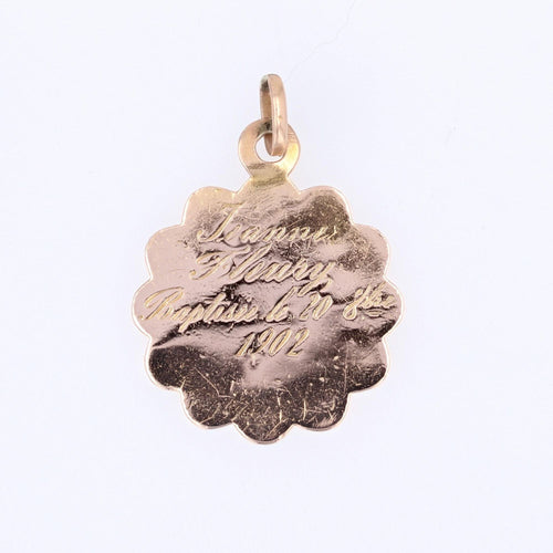 Pendentif Médaille ancienne de baptême 2 ors 58 Facettes 15-226