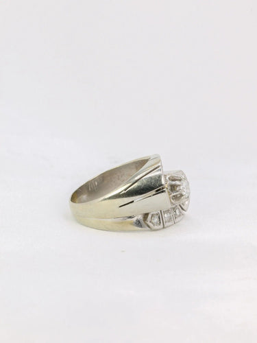 Bague 54 Bague tank Or blanc Platine Diamants 58 Facettes J162