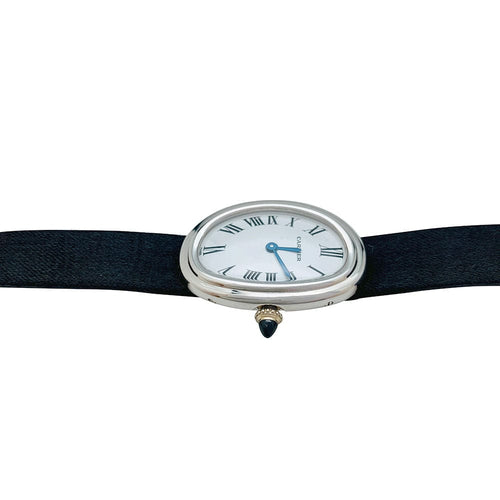 Montre Montre Cartier modèle "Baignoire" en or blanc sur cuir. 58 Facettes 31175