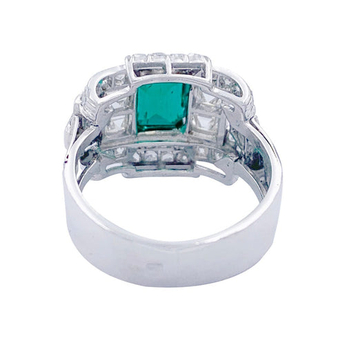 Bague 50 Bague Art Déco en platine, émeraude et diamants. 58 Facettes 32364