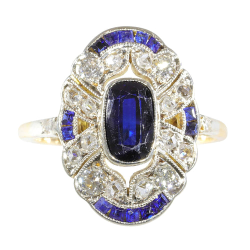 Bague 55 Bague de fiançailles Art Déco diamants Saphirs 58 Facettes 23263-0556