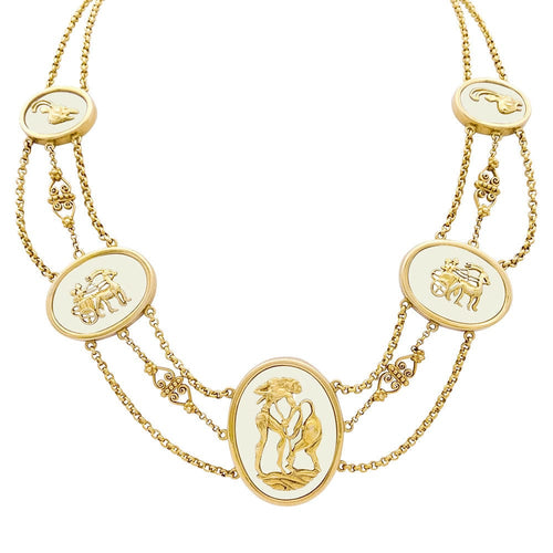 Collier Collier vintage Lalaounis, "The Shield of Achilles", or jaune, cristal de roche. 58 Facettes 33368