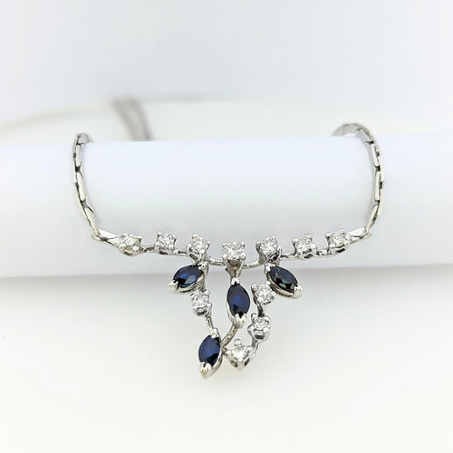 Collier Collier en or blanc diamants et saphirs 58 Facettes 24336