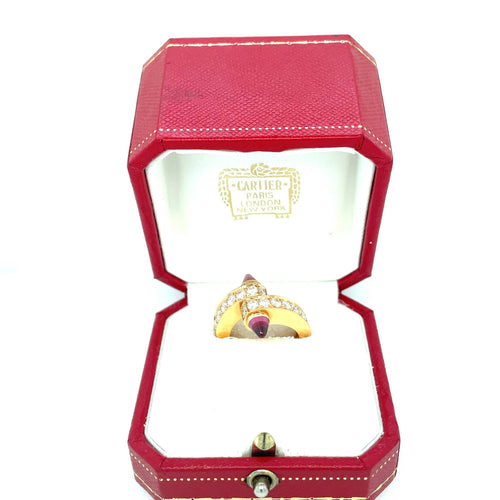 Bague 51 Cartier - Bague "Menotte" Or Rose, Diamants, Tourmalines Roses 58 Facettes