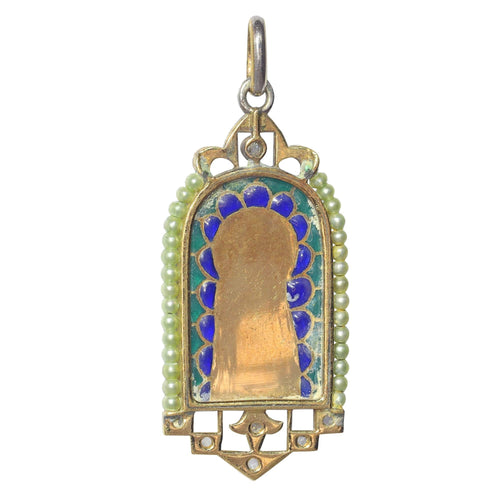 Pendentif Médaille Marie vintage Diamants et émail plique-à-jour 58 Facettes 23191-0420