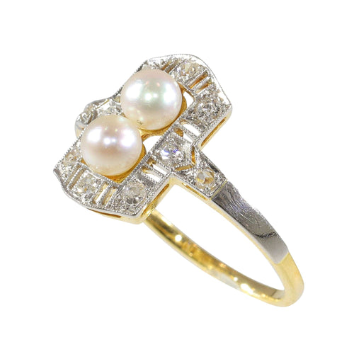 Bague 52 Bague de fiançailles diamant perle Art Déco 58 Facettes 23271-0580