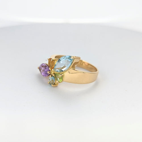 Bague Bague en or jaune motif floral 58 Facettes 20503