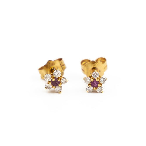 Boucles d'oreilles Boucles d'oreilles Puces Or jaune Saphir rose 58 Facettes 2218649CN