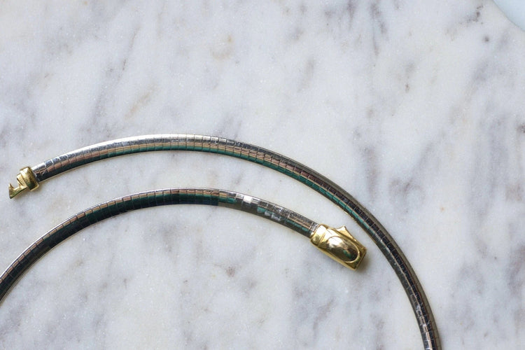 Collier Collier Câble 2 Ors réversible maille oméga 58 Facettes