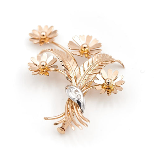 Collier Broche Fleur Or rose Diamant 58 Facettes 1969276CN