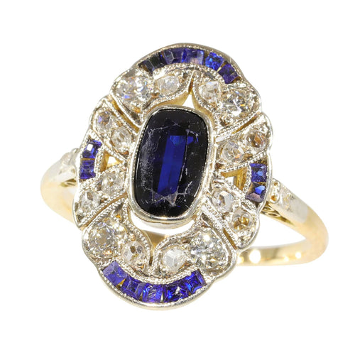 Bague 55 Bague de fiançailles Art Déco diamants Saphirs 58 Facettes 23263-0556