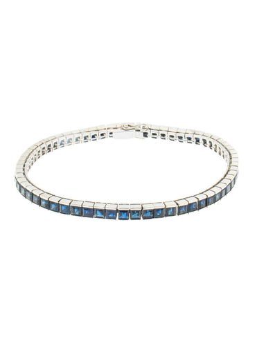 Bracelet Bracelet Ligne en or blanc et saphirs naturels calibrés 58 Facettes