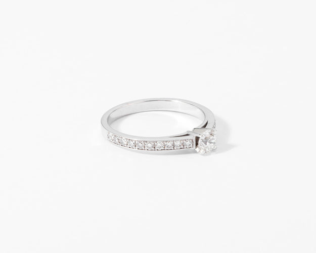 Bague Bague solitaire vintage diamants sur or gris 58 Facettes 0