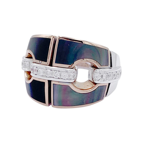 Bague 56 Bague Chimento or, nacre et diamants. 58 Facettes 32401