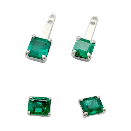 Boucles d'oreilles Boucles d'oreilles or blanc émeraudes. 58 Facettes 32093
