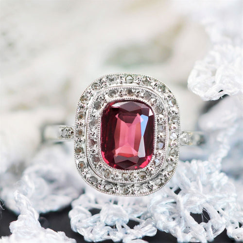Bague 50 Bague ancienne spinelle rouge et diamants 58 Facettes 23-129
