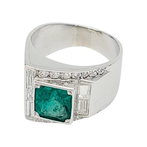 Bague 49 Bague Art Déco en platine, émeraude et diamants. 58 Facettes 31604