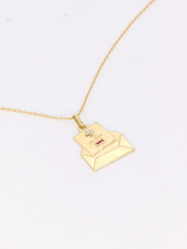Pendentif Médaille Augis lettre d’amour Plus qu’hier moins que demain 58 Facettes 921