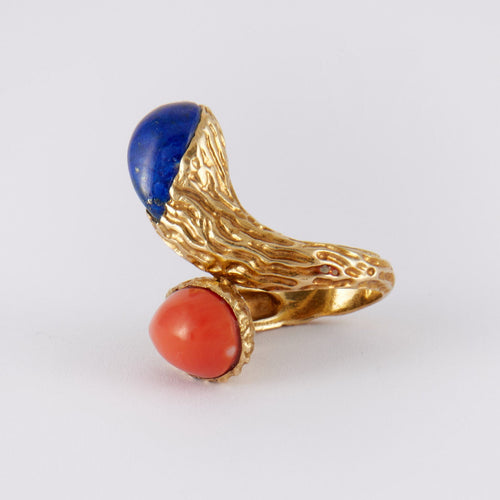 Bague 51 Boucheron - Bague Serpent Bohème Corail et  Lapis lazuli 58 Facettes