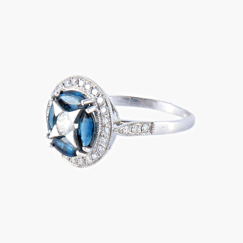 Bague 55 Bague style Art Déco Saphirs Diamants 58 Facettes