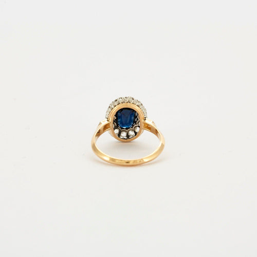 Bague 53 Bague Pompadour Or jaune Platine Saphir Diamants 58 Facettes