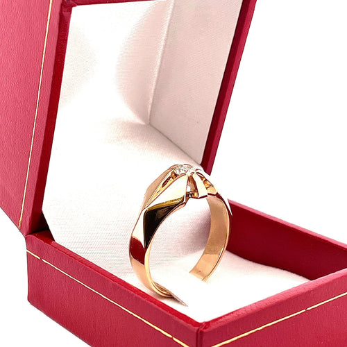 Bague 63 Chevalière homme vintage or jaune et diamant 58 Facettes