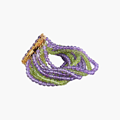 Bracelet Bracelet Multi-rangs Améthystes et Péridots 58 Facettes